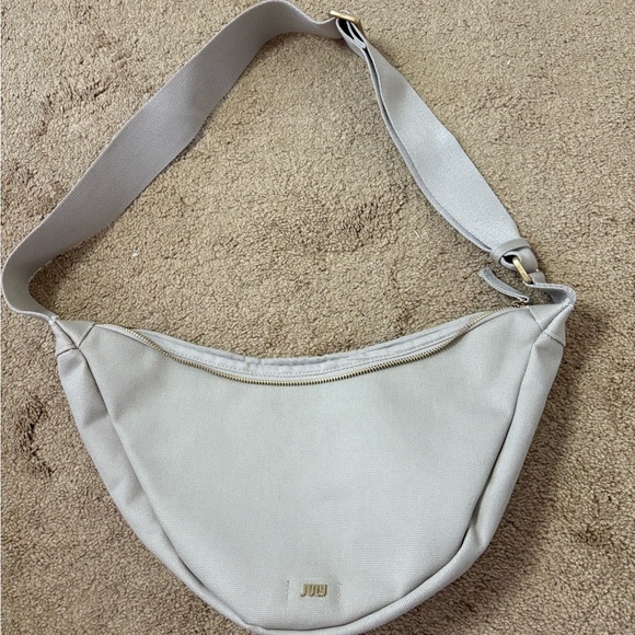 July Handbags - July Everyday Crescent Canvas Crossbody Light Gray Shoulder Bag